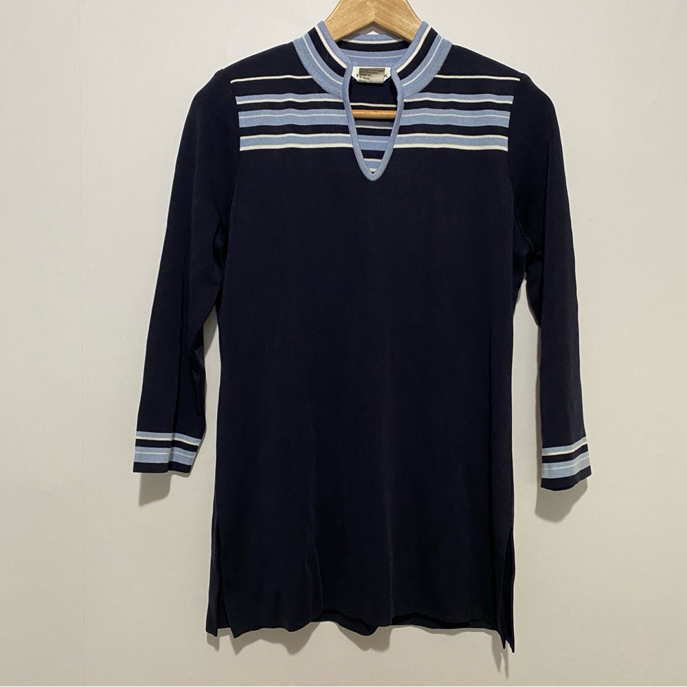 Vintage Misook Women's‎ Top Tunic 3/4 Sleeve XS Blue Comfy Casual Acrylic